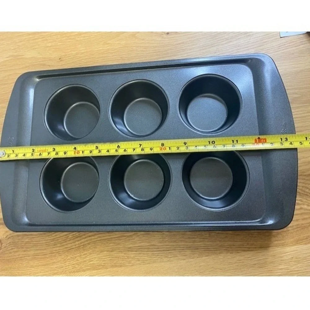 Wilton Jumbo Muffin Pan Unisex 6 Cup Gray Excellent Non-Stick‎ Steel Bakeware